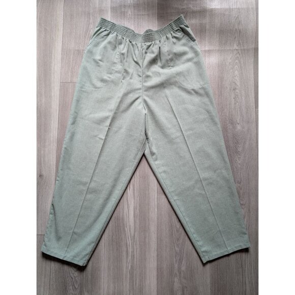 vtg Season Ticket Womens Relaxed Fit Sage Green Pants W/ Elastic Waistband 20w - Picture 2 of 5